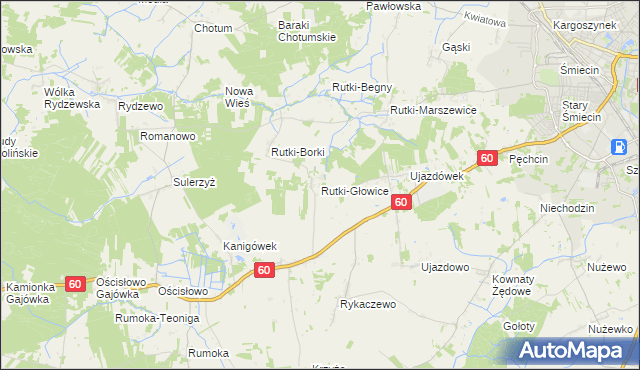 mapa Rutki-Głowice, Rutki-Głowice na mapie Targeo