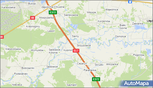 mapa Strzyżowice gmina Żyrzyn, Strzyżowice gmina Żyrzyn na mapie Targeo