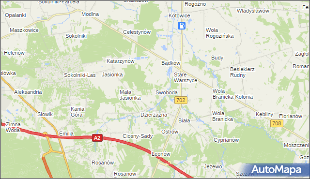 mapa Swoboda gmina Zgierz, Swoboda gmina Zgierz na mapie Targeo