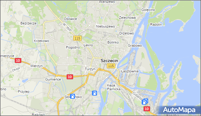 mapa Szczecina, Szczecin na mapie Targeo