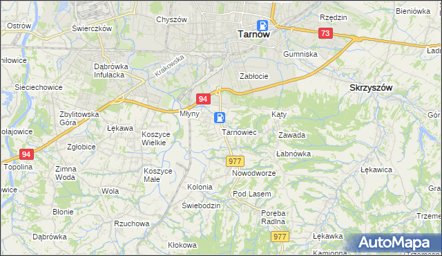 mapa Tarnowiec gmina Tarnów, Tarnowiec gmina Tarnów na mapie Targeo