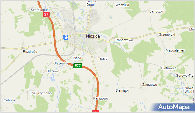 mapa Tatary gmina Nidzica, Tatary gmina Nidzica na mapie Targeo