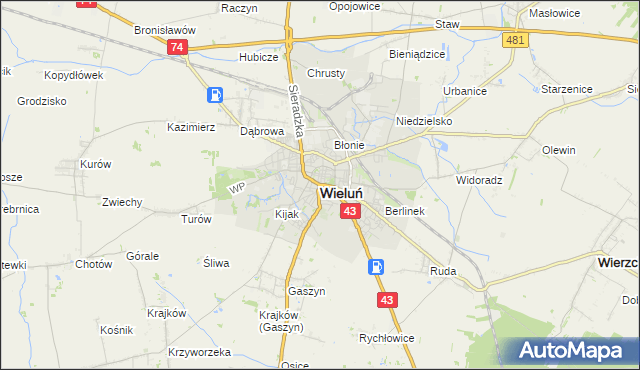 mapa Wieluń, Wieluń na mapie Targeo