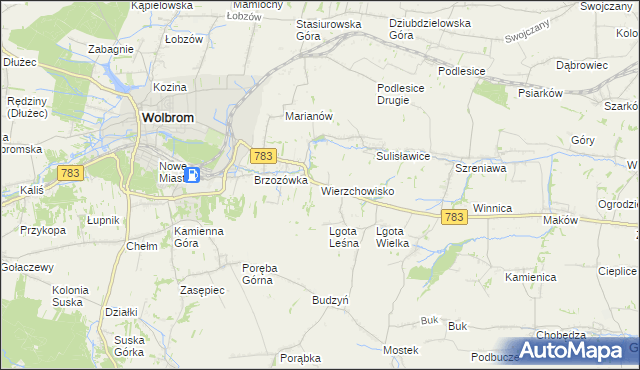 mapa Wierzchowisko gmina Wolbrom, Wierzchowisko gmina Wolbrom na mapie Targeo