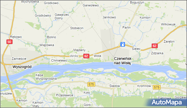 mapa Wola gmina Czerwińsk nad Wisłą, Wola gmina Czerwińsk nad Wisłą na mapie Targeo