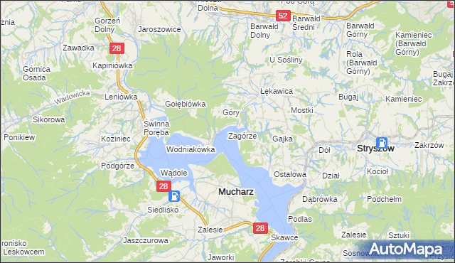 mapa Zagórze gmina Mucharz, Zagórze gmina Mucharz na mapie Targeo