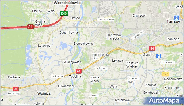 mapa Zbylitowska Góra, Zbylitowska Góra na mapie Targeo