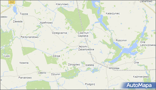mapa Jeziorki Zabartowskie, Jeziorki Zabartowskie na mapie Targeo