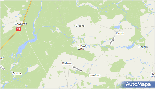 mapa Krzywa Wieś, Krzywa Wieś na mapie Targeo