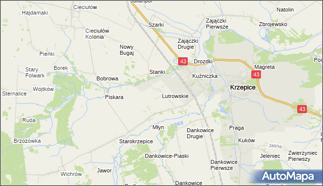 mapa Lutrowskie, Lutrowskie na mapie Targeo