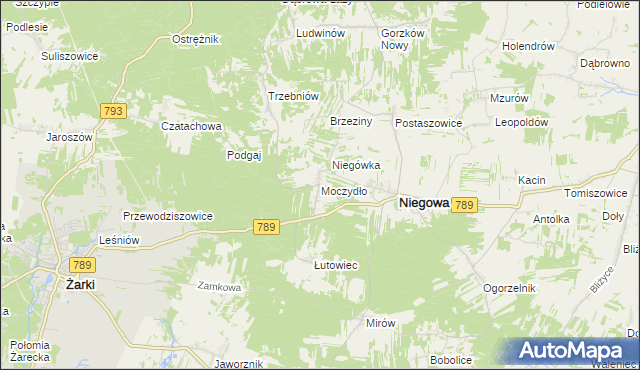 mapa Moczydło gmina Niegowa, Moczydło gmina Niegowa na mapie Targeo