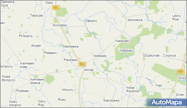 mapa Niedziały gmina Barciany, Niedziały gmina Barciany na mapie Targeo