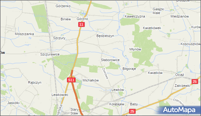 mapa Słaborowice, Słaborowice na mapie Targeo