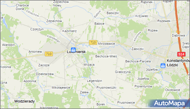 mapa Bechcice-Wieś, Bechcice-Wieś na mapie Targeo