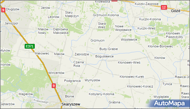 mapa Bogusławice gmina Skaryszew, Bogusławice gmina Skaryszew na mapie Targeo