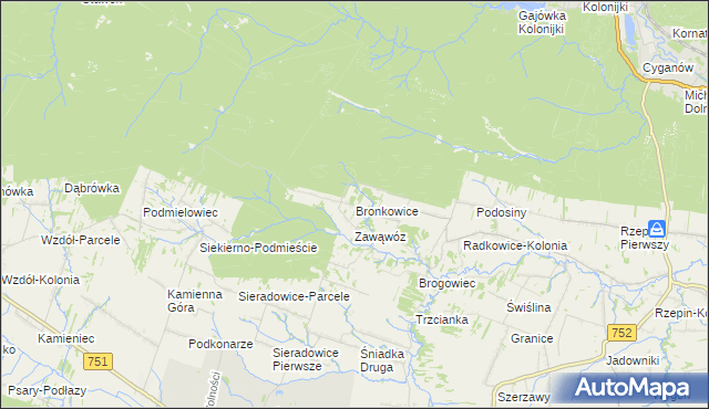 mapa Bronkowice, Bronkowice na mapie Targeo