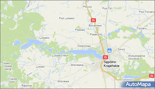 mapa Dziechowo, Dziechowo na mapie Targeo