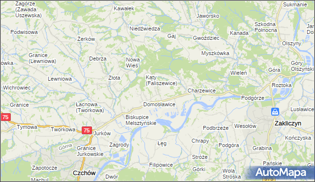 mapa Faliszewice, Faliszewice na mapie Targeo