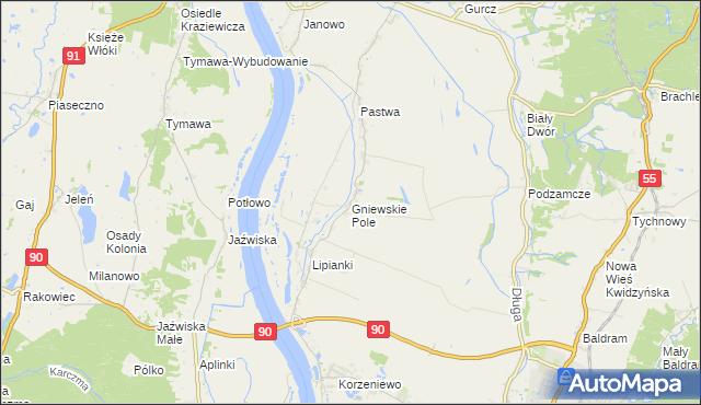 mapa Gniewskie Pole, Gniewskie Pole na mapie Targeo