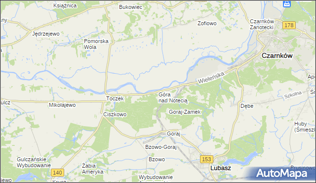 mapa Góra nad Notecią, Góra nad Notecią na mapie Targeo