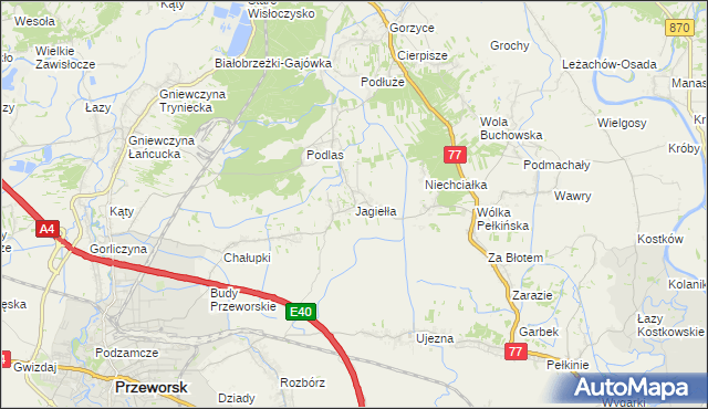 mapa Jagiełła gmina Tryńcza, Jagiełła gmina Tryńcza na mapie Targeo