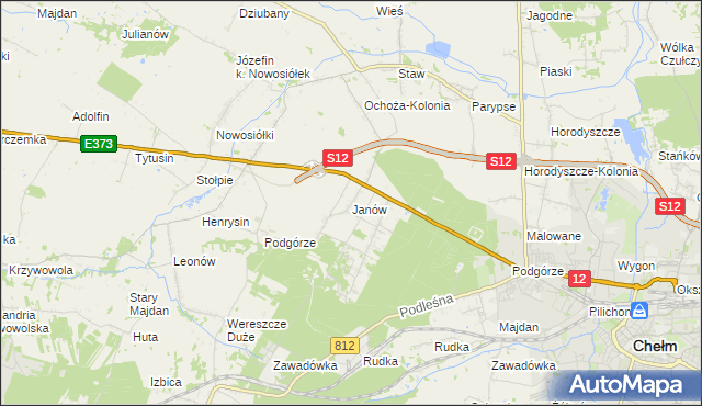 mapa Janów gmina Chełm, Janów gmina Chełm na mapie Targeo