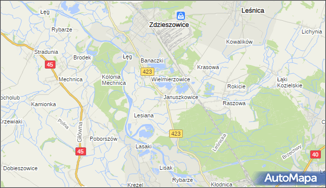 mapa Januszkowice gmina Zdzieszowice, Januszkowice gmina Zdzieszowice na mapie Targeo