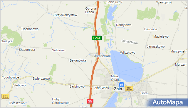 mapa Jaroszewo gmina Żnin, Jaroszewo gmina Żnin na mapie Targeo