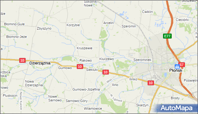 mapa Kluczewo gmina Płońsk, Kluczewo gmina Płońsk na mapie Targeo