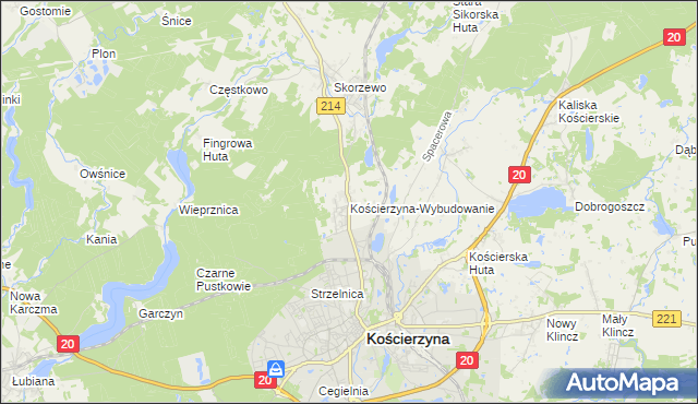 mapa Kościerzyna-Wybudowanie, Kościerzyna-Wybudowanie na mapie Targeo