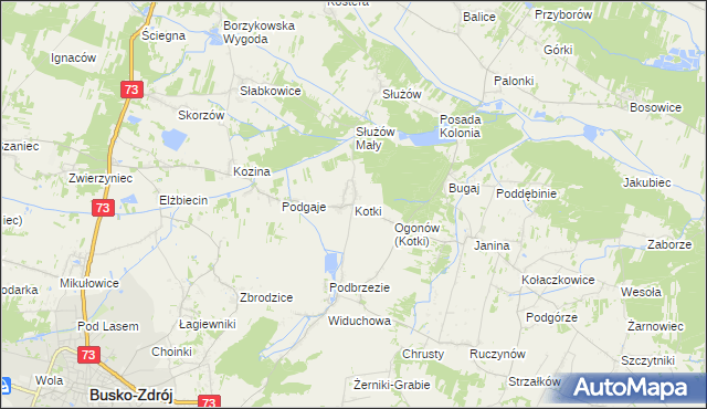 mapa Kotki gmina Busko-Zdrój, Kotki gmina Busko-Zdrój na mapie Targeo