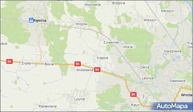 mapa Krępice gmina Miękinia, Krępice gmina Miękinia na mapie Targeo