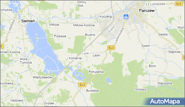 mapa Laski gmina Parczew, Laski gmina Parczew na mapie Targeo