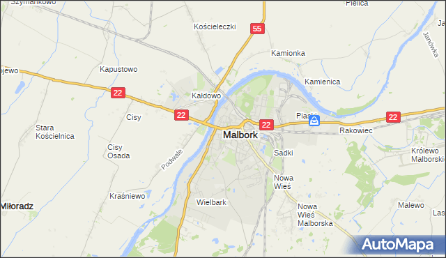 mapa Malborka, Malbork na mapie Targeo