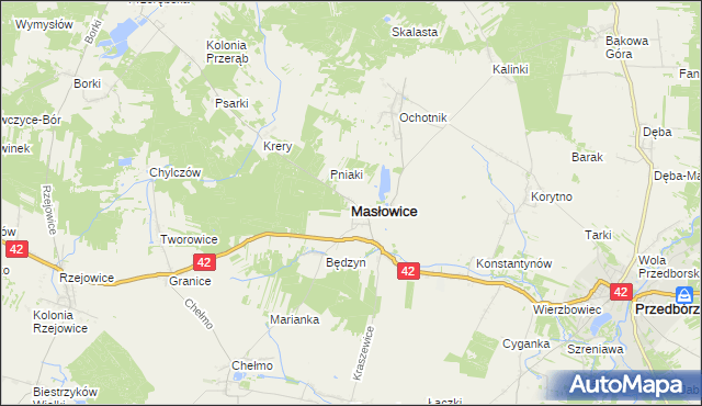 mapa Masłowice powiat radomszczański, Masłowice powiat radomszczański na mapie Targeo