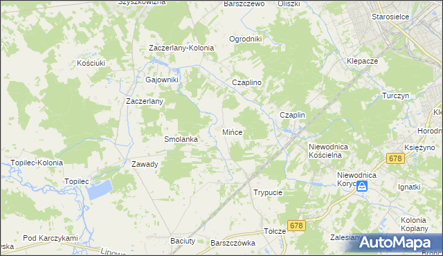 mapa Mińce, Mińce na mapie Targeo