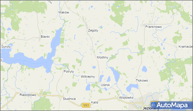 mapa Modliny, Modliny na mapie Targeo