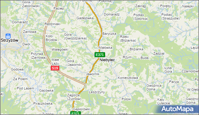 mapa Niebylec, Niebylec na mapie Targeo