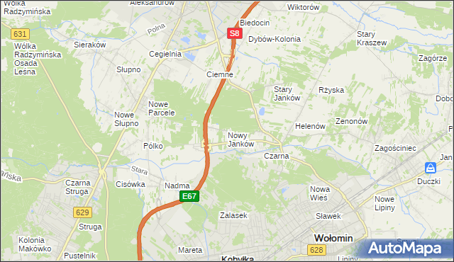 mapa Nowy Janków, Nowy Janków na mapie Targeo