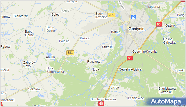 mapa Osada gmina Gostynin, Osada gmina Gostynin na mapie Targeo