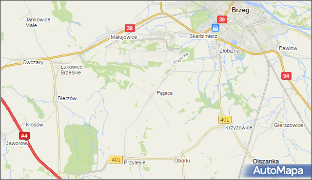 mapa Pępice gmina Skarbimierz, Pępice gmina Skarbimierz na mapie Targeo