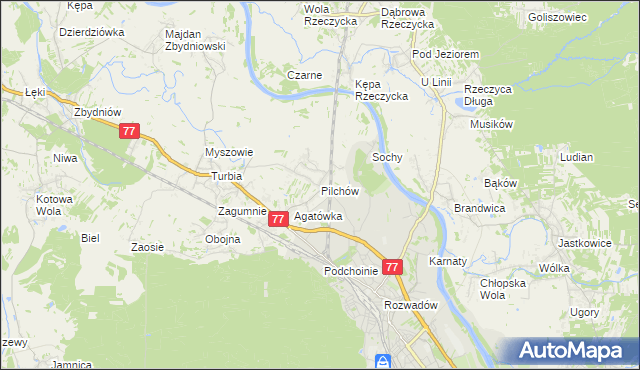 mapa Pilchów, Pilchów na mapie Targeo