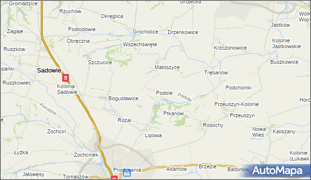 mapa Podole gmina Opatów, Podole gmina Opatów na mapie Targeo