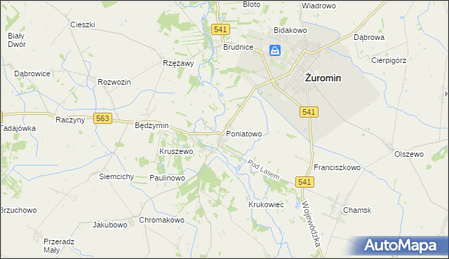 mapa Poniatowo gmina Żuromin, Poniatowo gmina Żuromin na mapie Targeo
