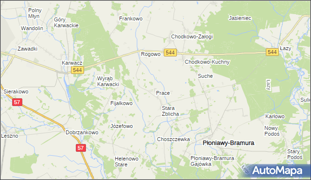 mapa Prace, Prace na mapie Targeo