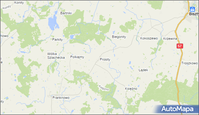 mapa Prosity, Prosity na mapie Targeo