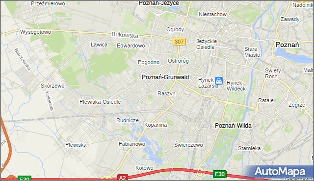 mapa Raszyn gmina Poznań, Raszyn gmina Poznań na mapie Targeo