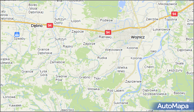 mapa Rudka gmina Wojnicz, Rudka gmina Wojnicz na mapie Targeo