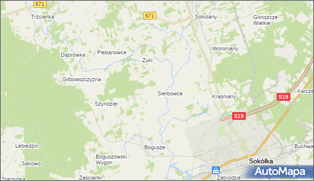 mapa Sierbowce, Sierbowce na mapie Targeo