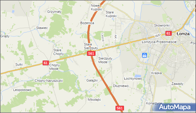mapa Sierzputy Młode, Sierzputy Młode na mapie Targeo